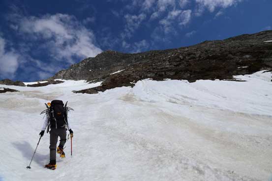Me ascending snow. Photo by Ben