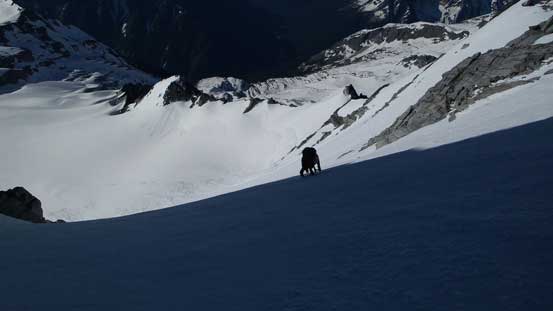 Then, ready to down climb the face...
