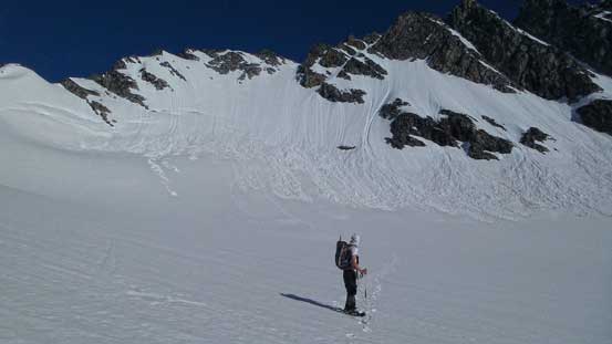 Looking back at the south face