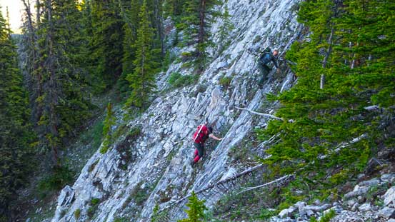Scrambling up ledges