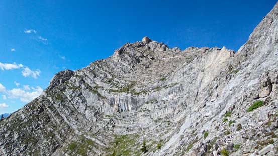 Looking back at the down-climb that we bypassed