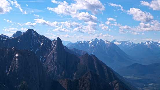 Looking southwards. The Finger is the striking peak just left of center