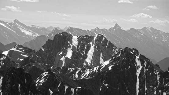 Mt. Cory in the foreground with Old Goat Mountain in the background right of center
