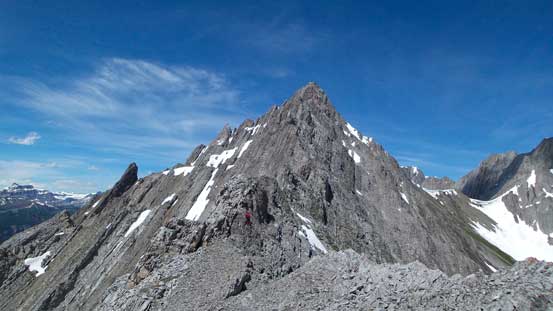 Looking back towards the summit. We still have a long way to go even just for the ridge