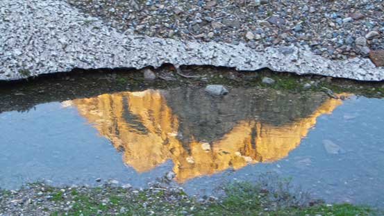 Reflection of Mt. Aberdeen on a seasonal pond