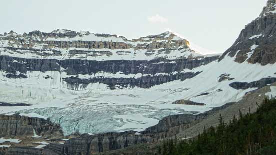 Looking ahead to our objective and the fractured Victoria Glacier