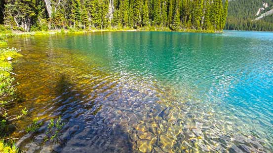Crystal clear water in Lake O'Hara