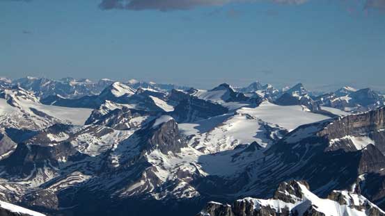 Looking down at the king-of-the-wapta: Mt. Balfour, one of my favourites