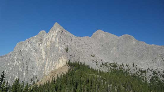 At Yamuska/Goat col, looking ahead to Goat Mountain. Our gully is on the face, just right of center