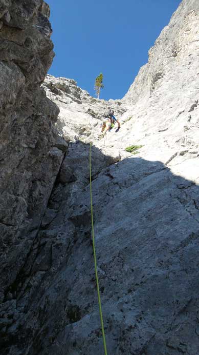Ben leading the way. The rocks are quite loose. 