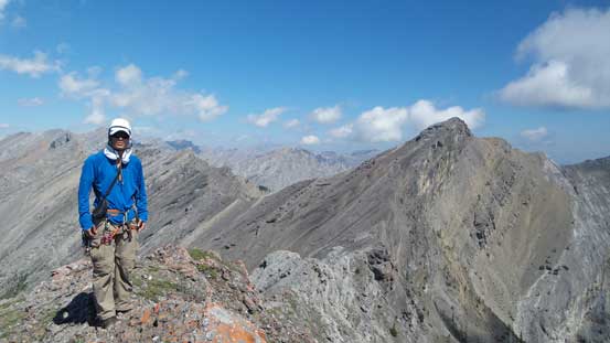 Me on the summit of Peak 6, with Goat Mountain behind