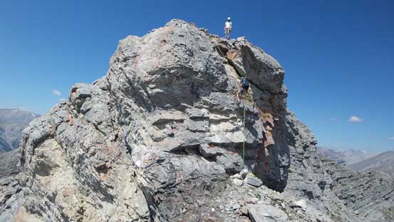 Rappelling off a technical part from Peak 6