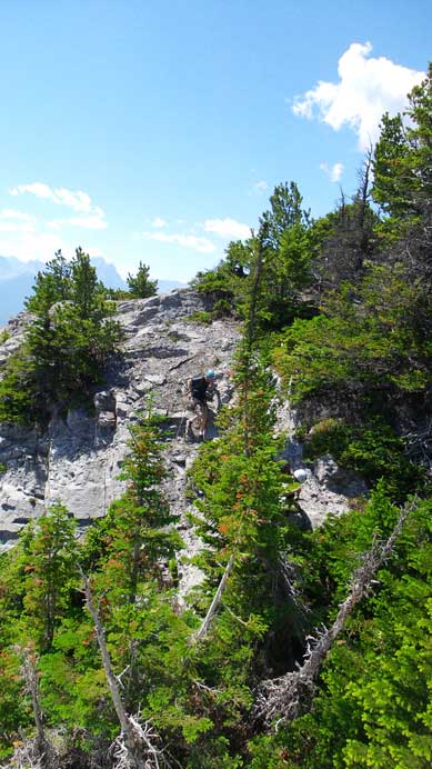 Ken hiking down the typical terrain