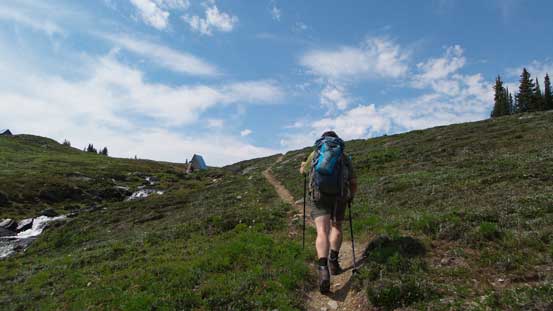 Eric hiking up the well maintained trail towards ridge crest