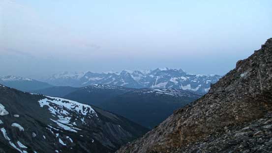 A view from the ascent. Normally this would be alpenglow time, but thank to the smoke.....