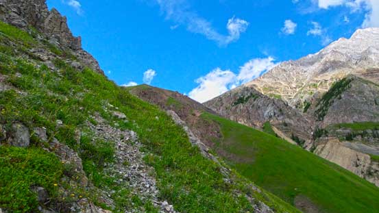 The route to this col was very foreshortened