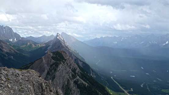 Stormy weather looking south. Mt. Wintour left of center