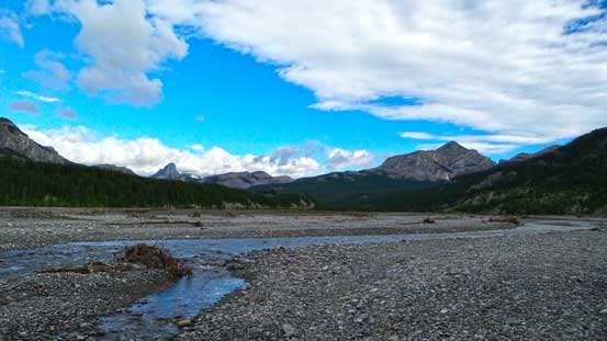 A view of Ghost River from the bottom of "big hill". Our objective is on the right