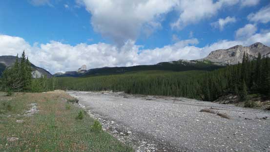 Looking ahead up the Ghost River valley