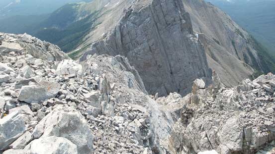 This is the terrain on the south side. Not sure if it's a scramble but it does look pretty jagged...
