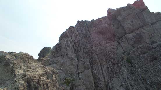 This area is the crux - exposed moderate scramble