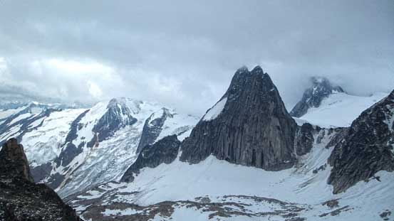 Impressive Snowpatch Spire, hardest spire in the entire Bugaboos..