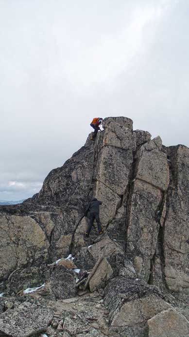 Climbing back up the false summit