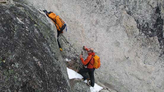 Ferenc descending another line down this step.