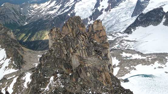 Looking down towards central and south towers - traversing them isn't the standard way... 