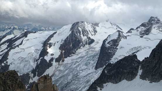 Impressive view towards the very fractured Bugaboo Glacier
