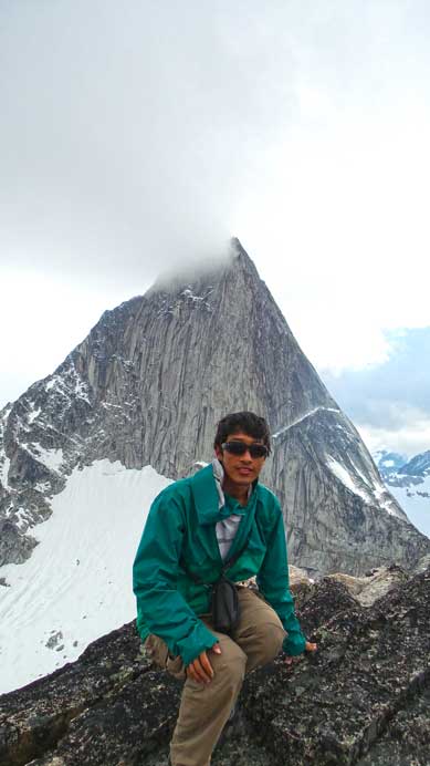 Me on the summit with Bugaboo Spire behind