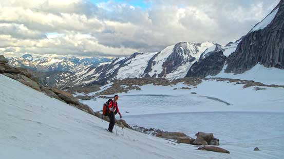 Ferenc with a frozen tarn behind