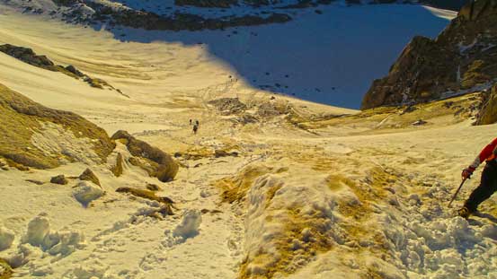 Looking down the lower slopes. More groups were heading up