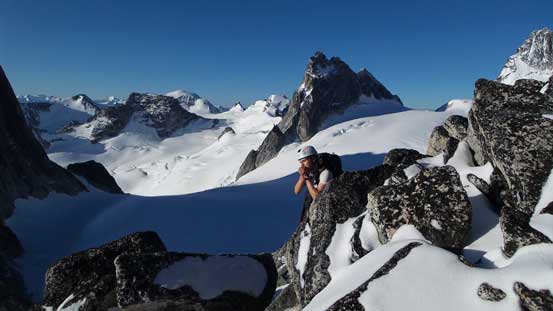 The snow coated rocks were very cold in this morning...