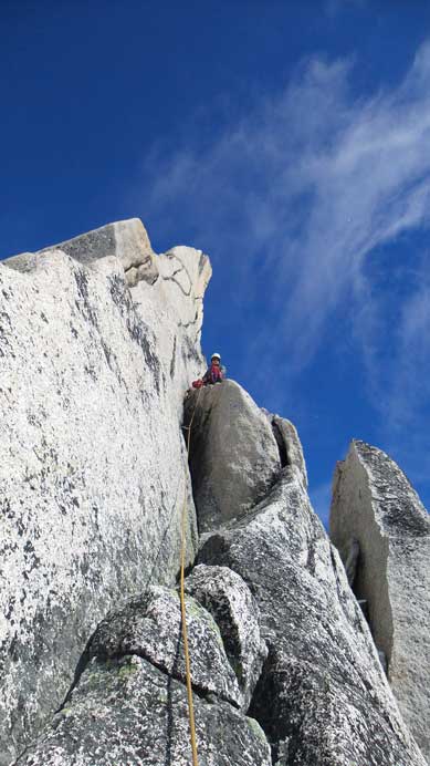 Tony leading towards the base of Gendarme