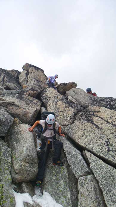 Descending the easy terrain