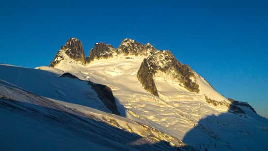 Gorgeous view of Howser Towers from Bugaboo/Snowpatch col