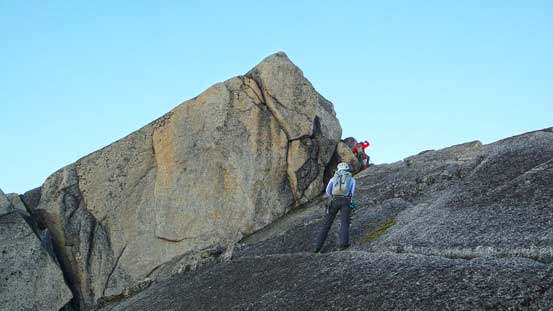 Rax and Caroline just about to ascend the first crux move. 