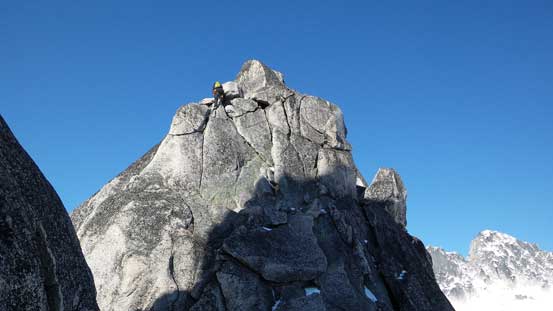 Looking back at Charlie leading his group down