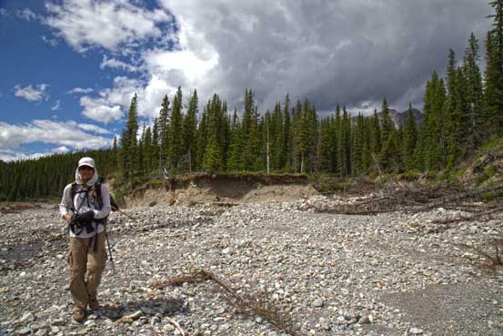 Me hiking out of the woods. Behind me was where that trail started... Thank to the flood it's no longer obvious