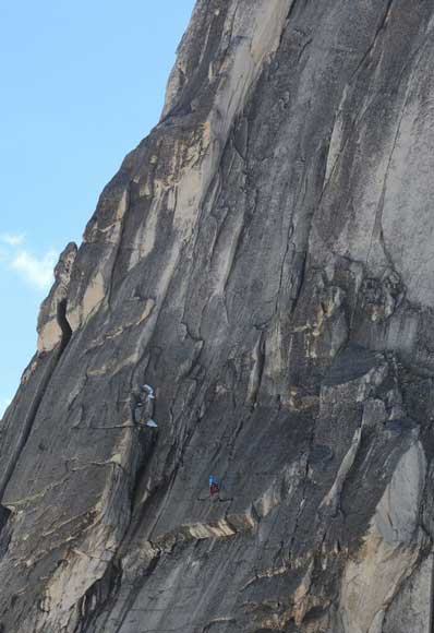 Climbers on the north face of Snowpatch Spire!!