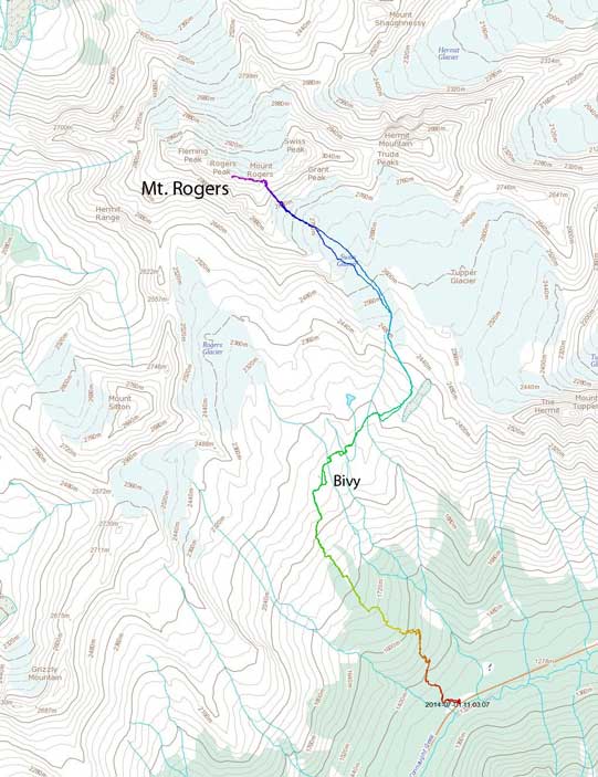 Mt. Rogers ascent route