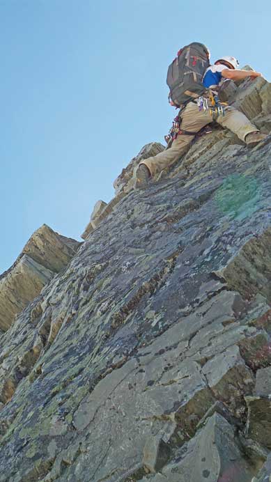 A closer look at Ben down-climbing