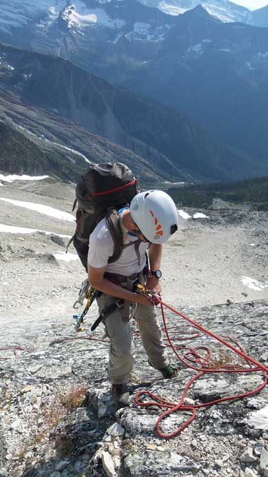 Ben ready for the double-length rappel
