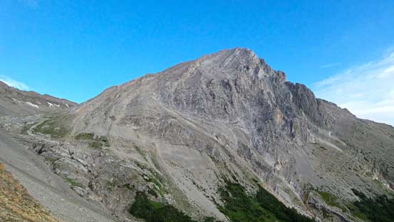 From the col looking towards the false summit