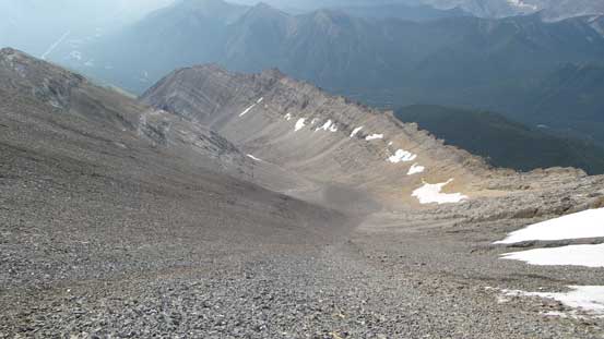 Descending this big scree bowl