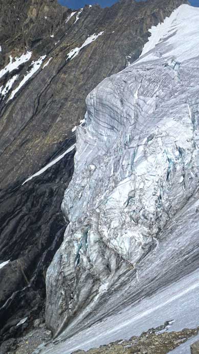 You certainly can't afford a slip on this steep glacier...