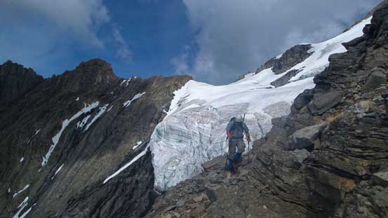 Traversing back across the ledge system