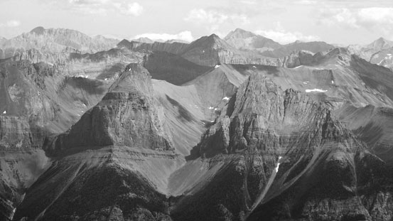 The west faces of Defender Mountain and Onslow Mountain