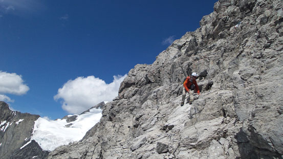 Ben descending the summit block